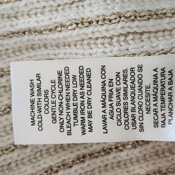 Chico's stretch knit tunic sweater gold cream stripe bell sleeve Size 3 XL - Picture 9 of 10